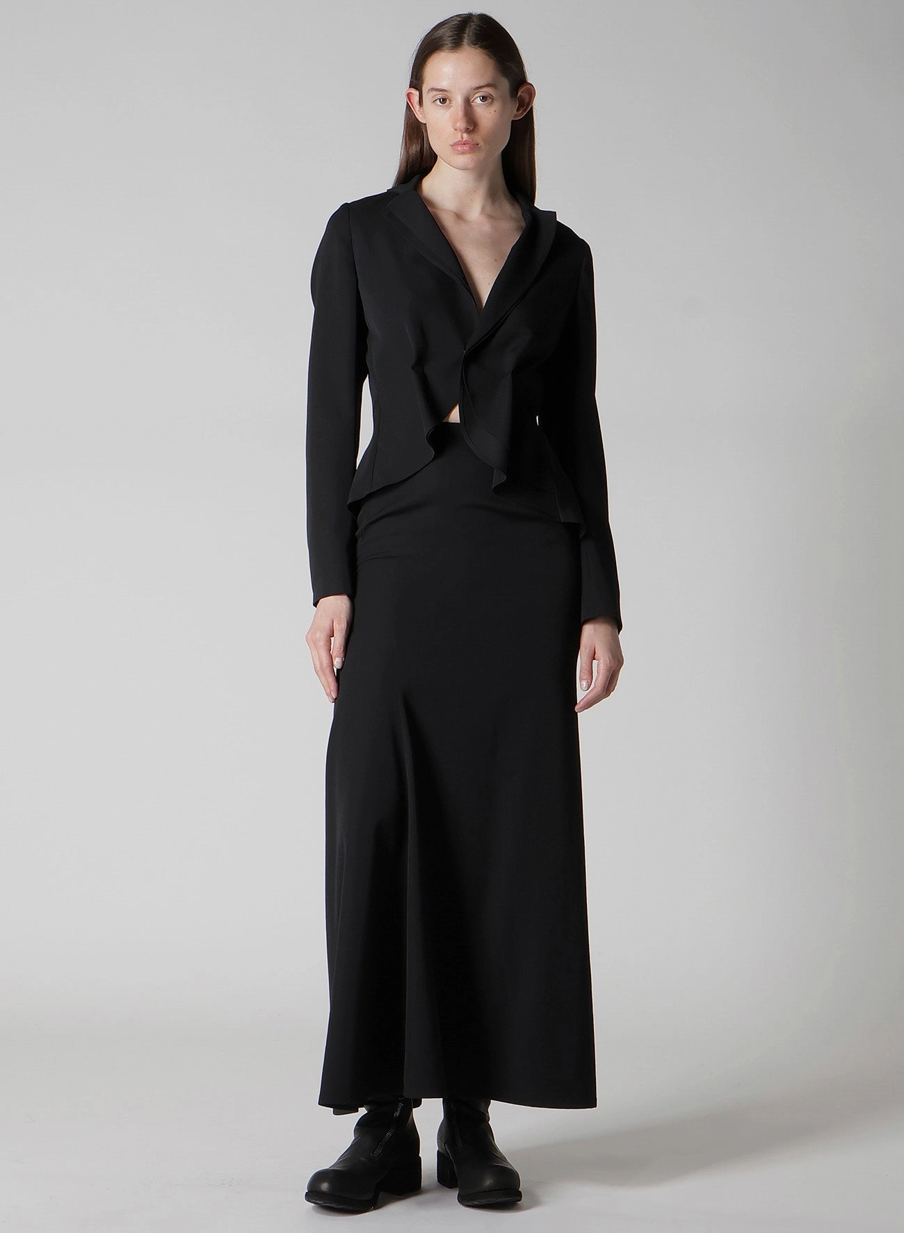 Elastic Cuff All Season Fit WOOL GABARDINE DIAGONAL CUTTING LONG SKIRT