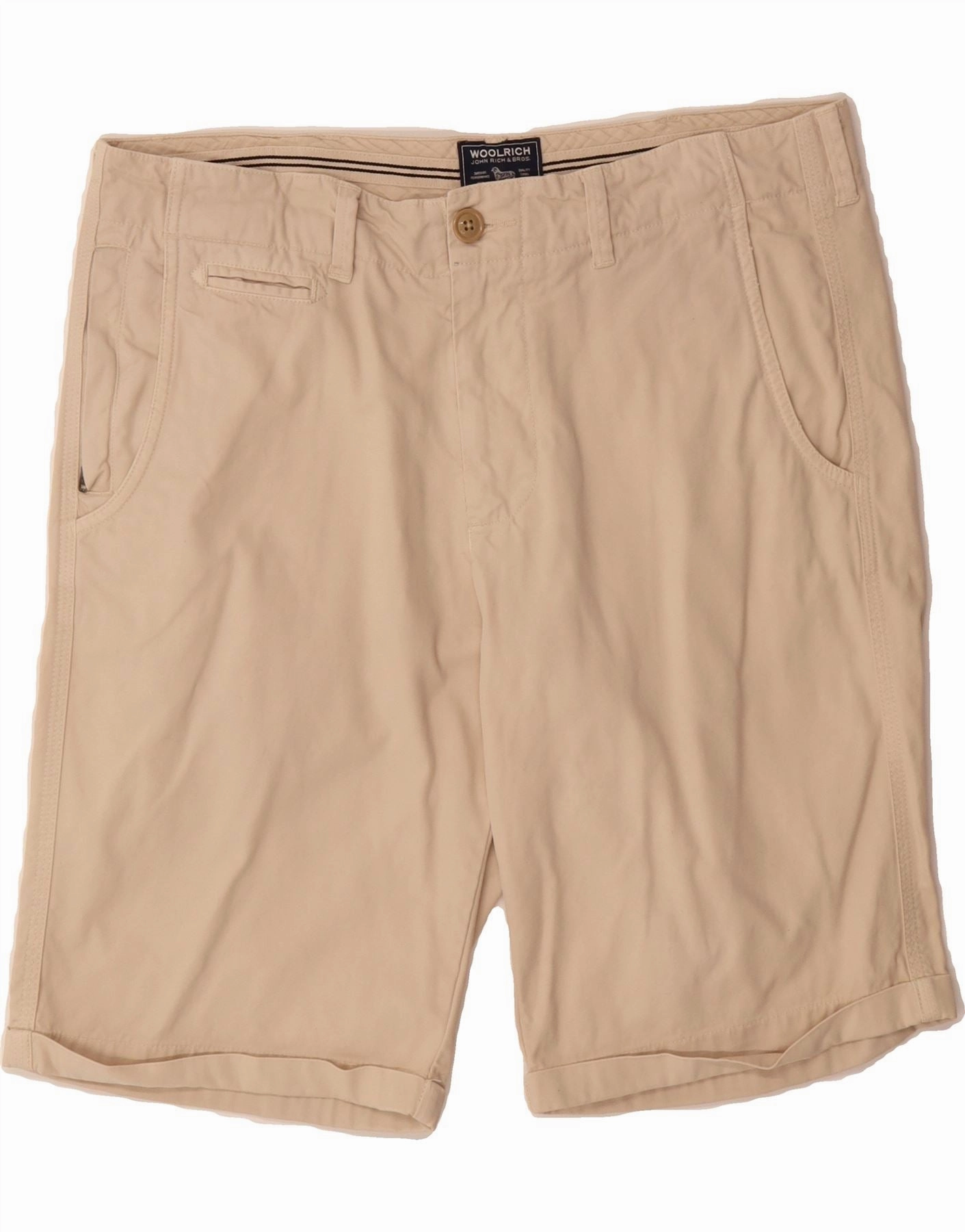 WOOLRICH Mens Bermuda Shorts W32 Medium Beige Cotton Chill Mode Light Stretch Design
