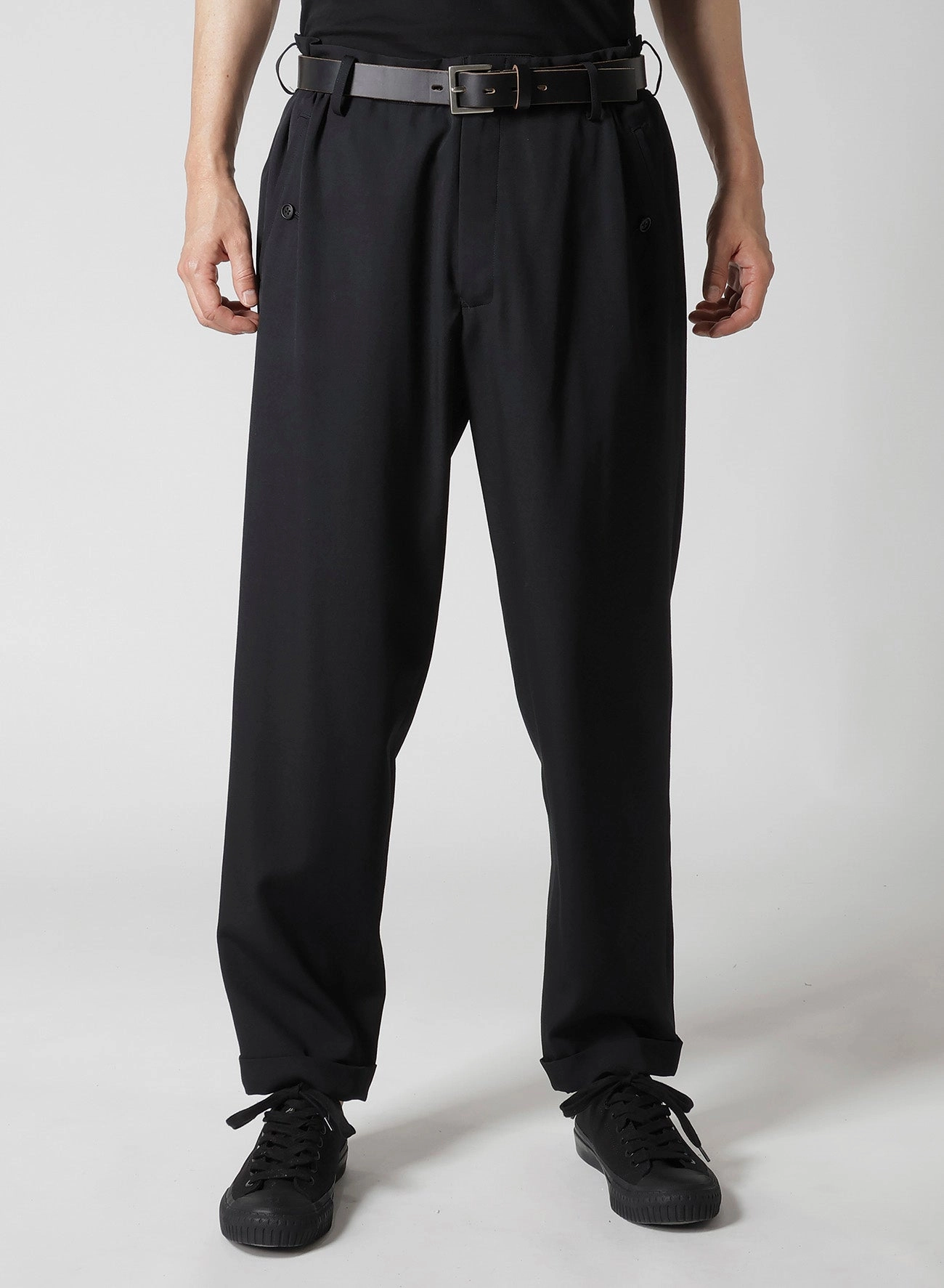 Shape Retention WOOL GABARDINE WAIST GATHERED PANTS