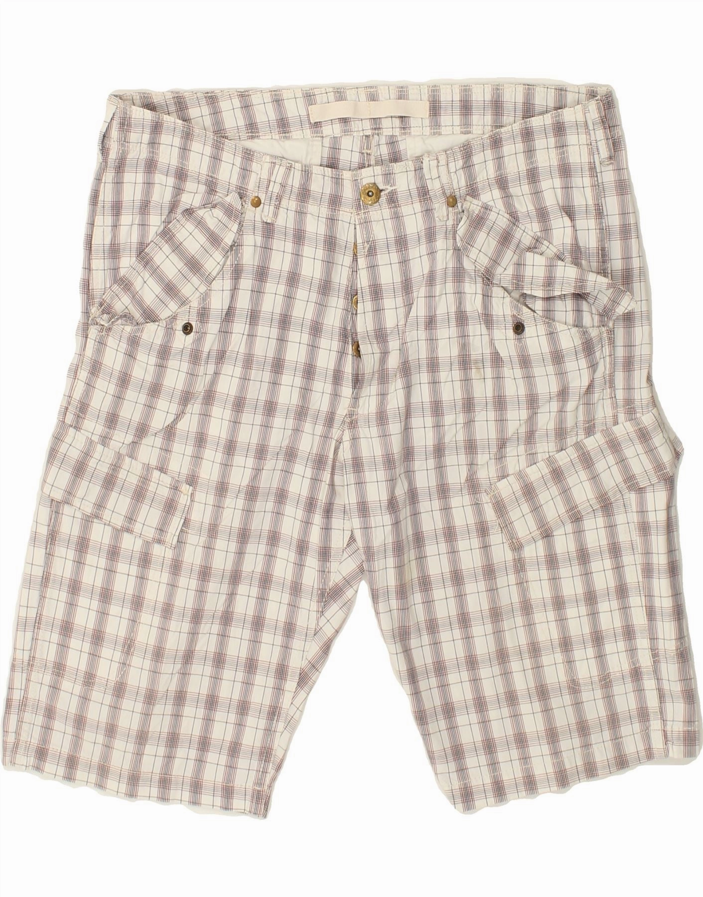 Snowboarding Gear Comfy Waist WRANGLER Mens Cargo Shorts W36 Large  White Check