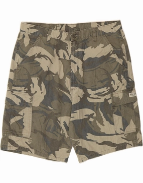 WRANGLER Mens Cargo Shorts W38 XL Green Camouflage Cotton Cooling Effect Water Resistant