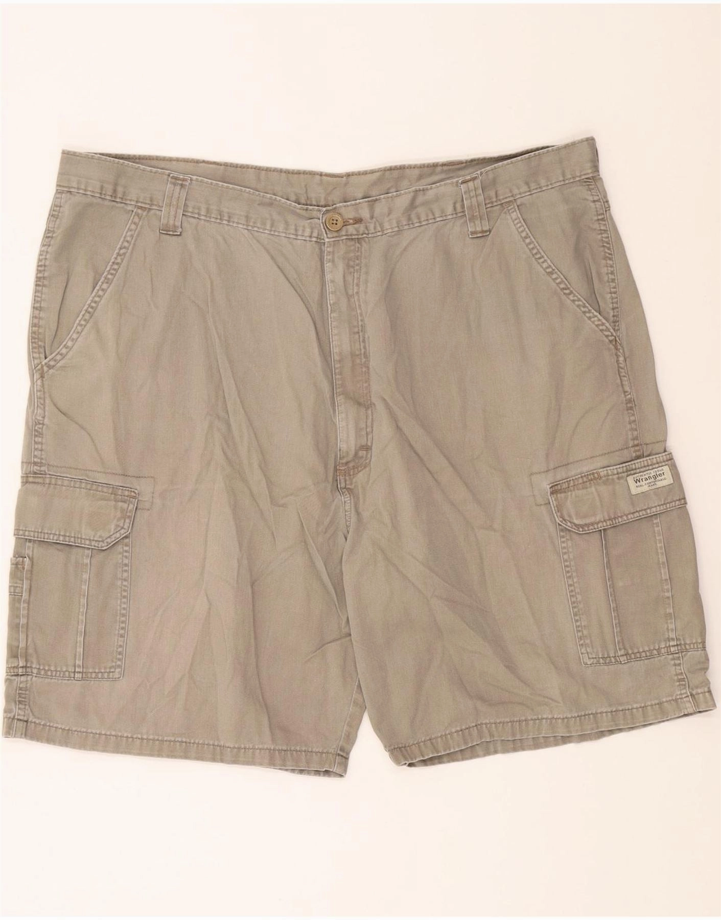 WRANGLER Mens Cargo Shorts W42 2XL Grey Cotton Relaxed Motion