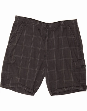 WRANGLER Mens Cargo Shorts W44 2XL Grey Check Cotton equestrian wear Wear Resistant Fabric