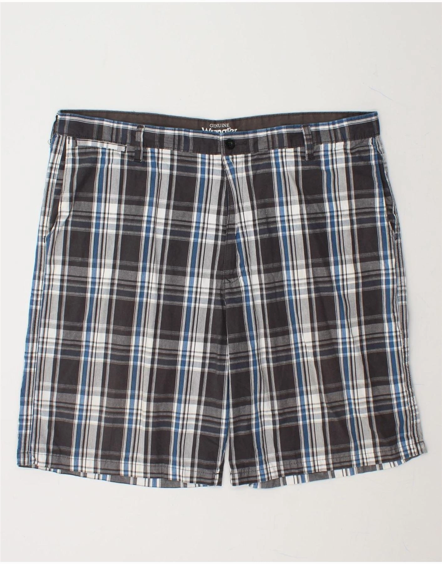 WRANGLER Mens Chino Shorts W40 XL Grey Check Cotton Summer Vibes Bacterial Growth Prevention