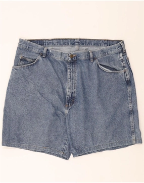 WRANGLER Mens Denim Shorts W42 2XL Blue Cotton Elastic Waistband Design Body Motion