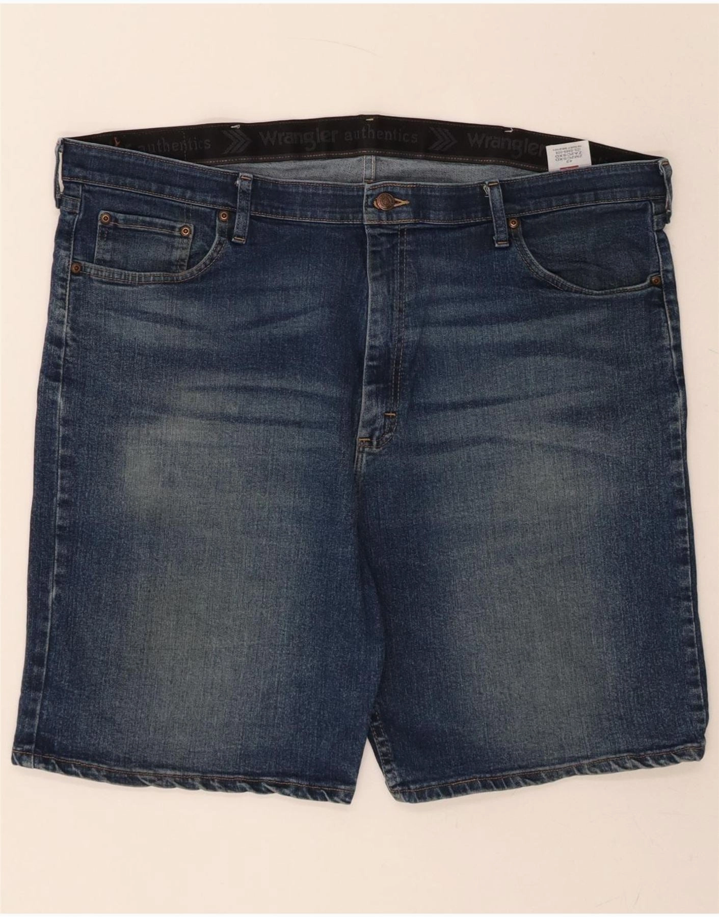 Fit Flexibility WRANGLER Mens Denim Shorts W42 2XL Navy Blue Cotton
