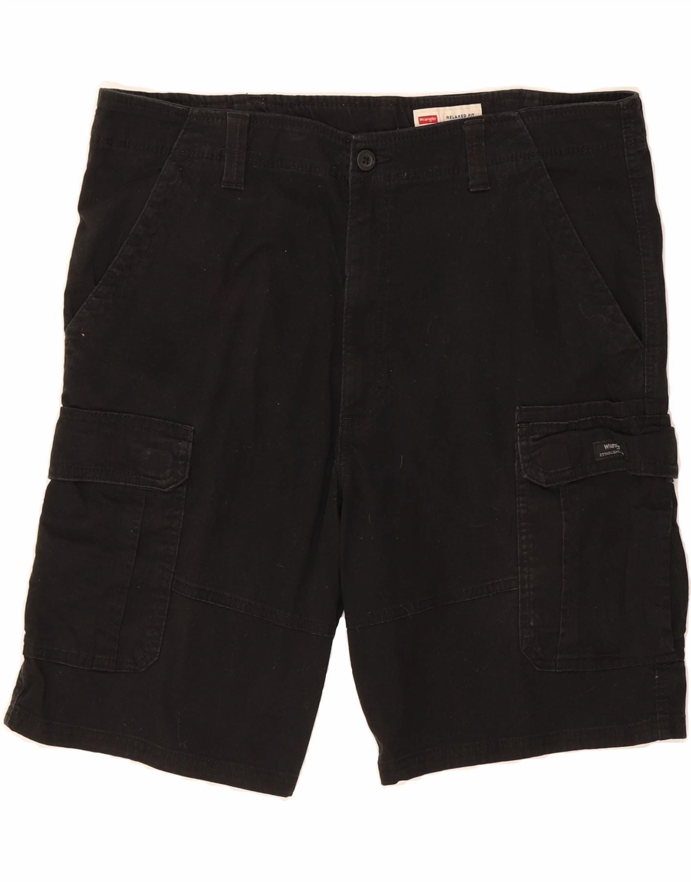 Travel Comfort WRANGLER Mens Relaxed Fit Cargo Shorts W38 XL Black Cotton
