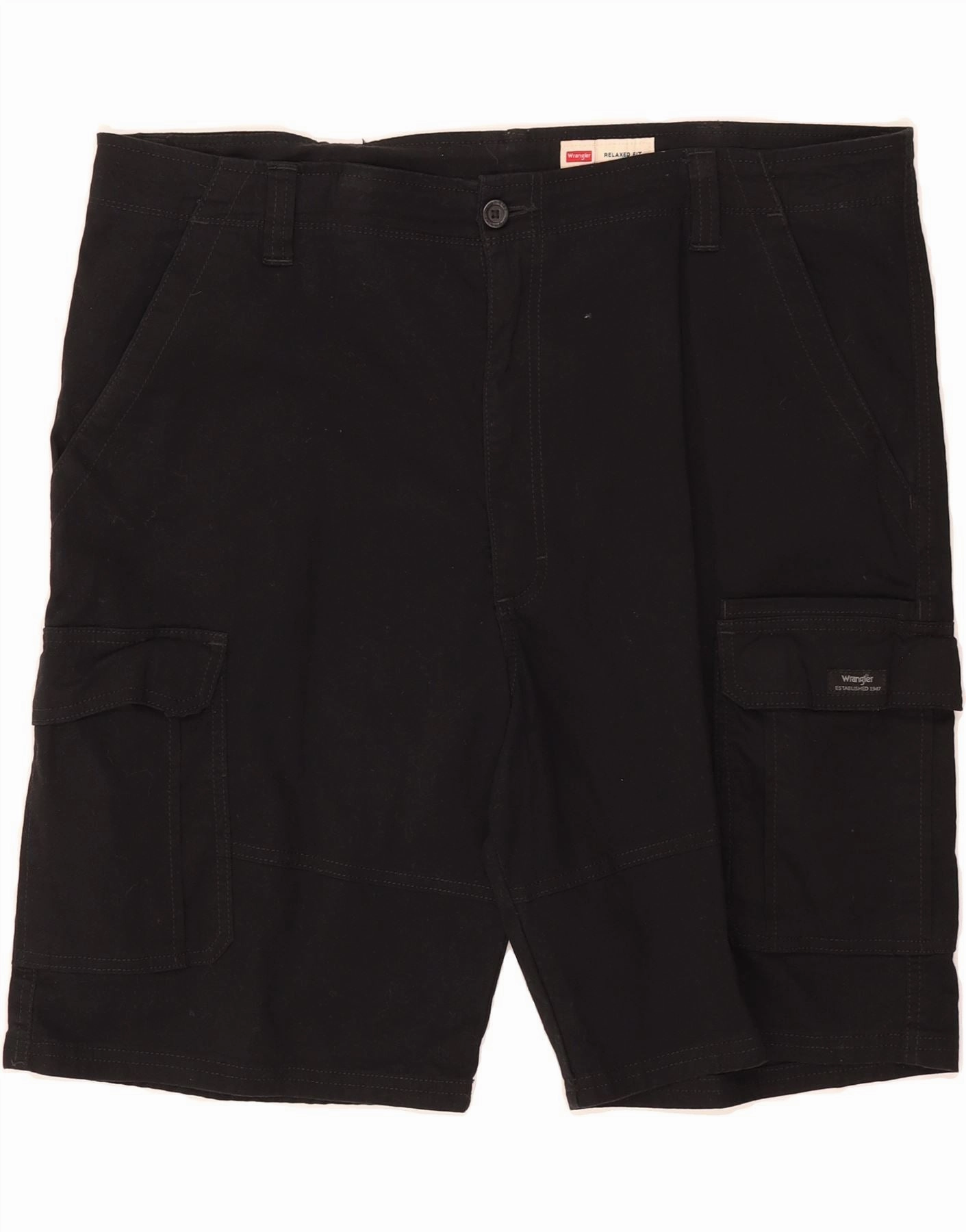 WRANGLER Mens Relaxed Fit Cargo Shorts W40 XL Black Cotton Odor-resistant Work Ready