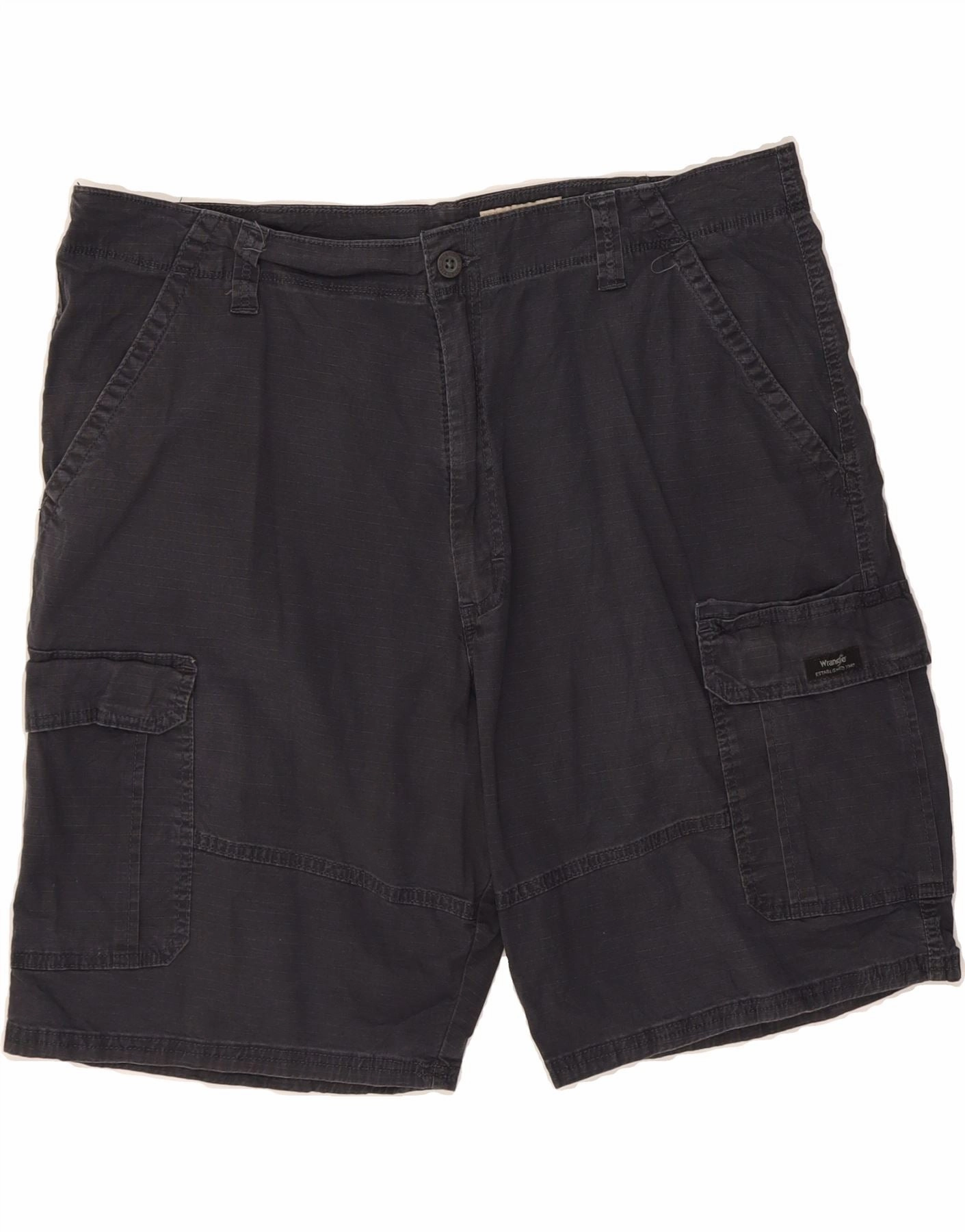 WRANGLER Mens Relaxed Fit Cargo Shorts W42 2XL Grey Cotton Motion Flex Fit Gusseted Crotch Design