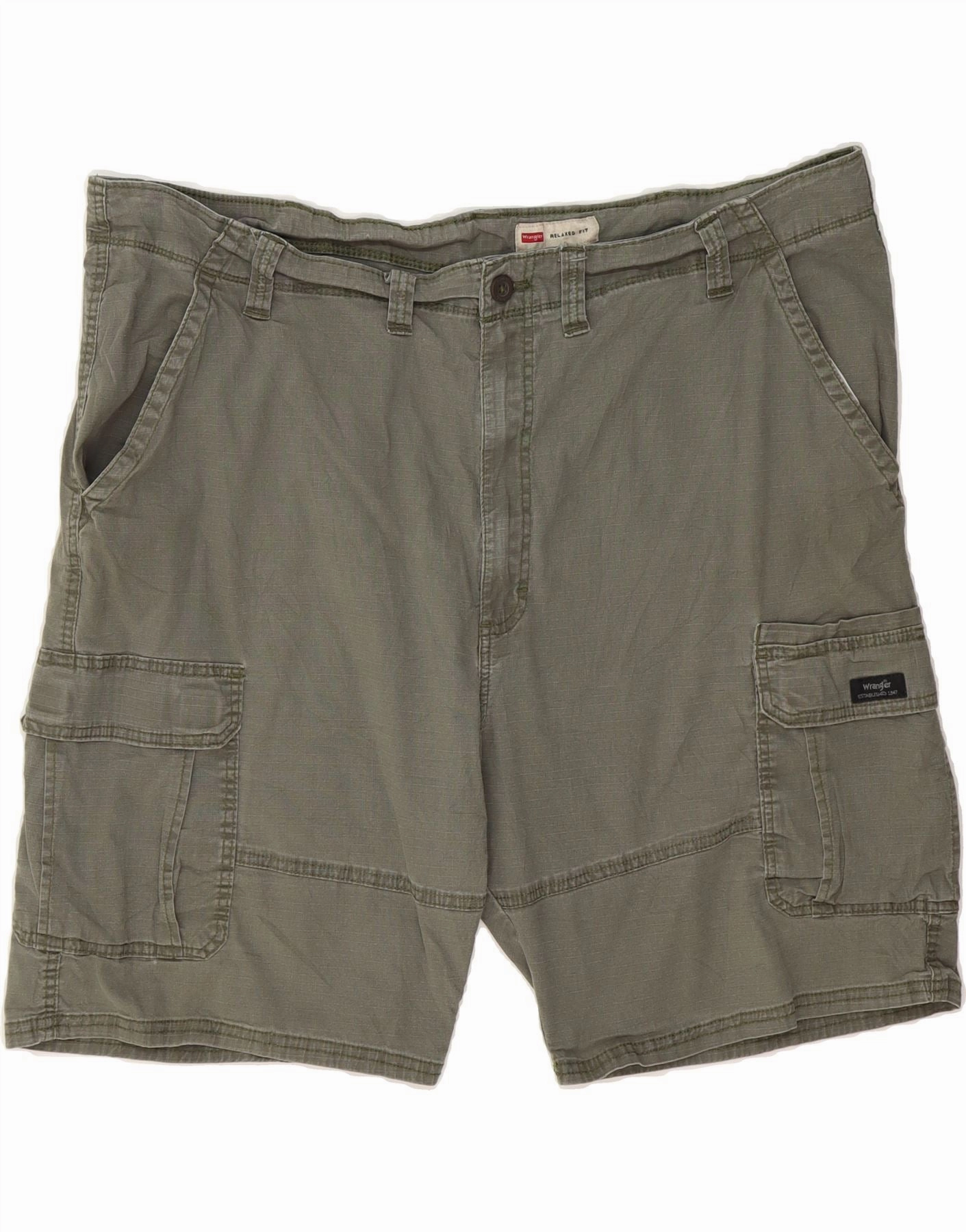 Neutral Tones WRANGLER Mens Relaxed Fit Cargo Shorts W46 3XL Green Cotton