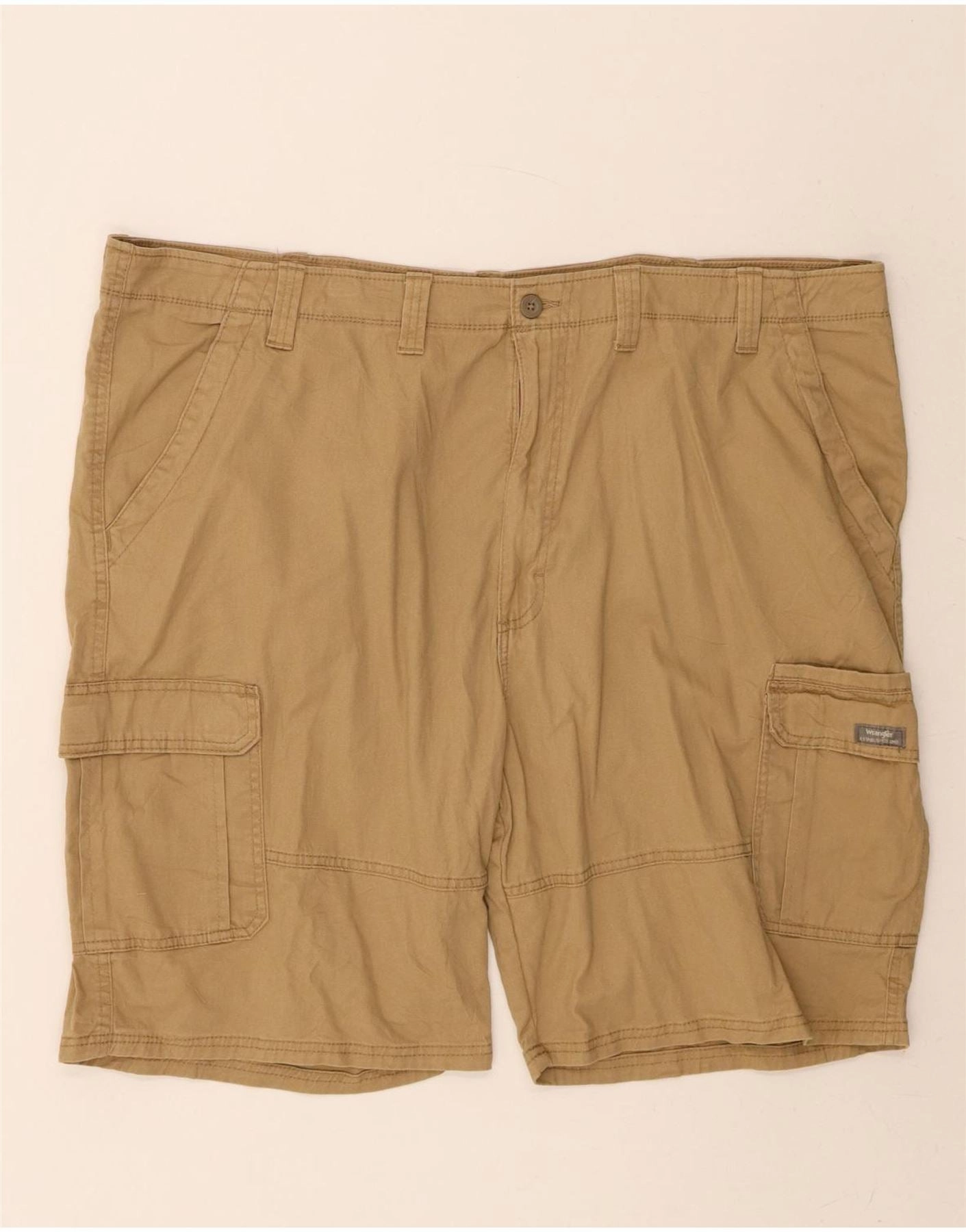 WRANGLER Mens Relaxed Fit Cargo Shorts W48 4XL Beige Cotton dance clothing Versatile Layering