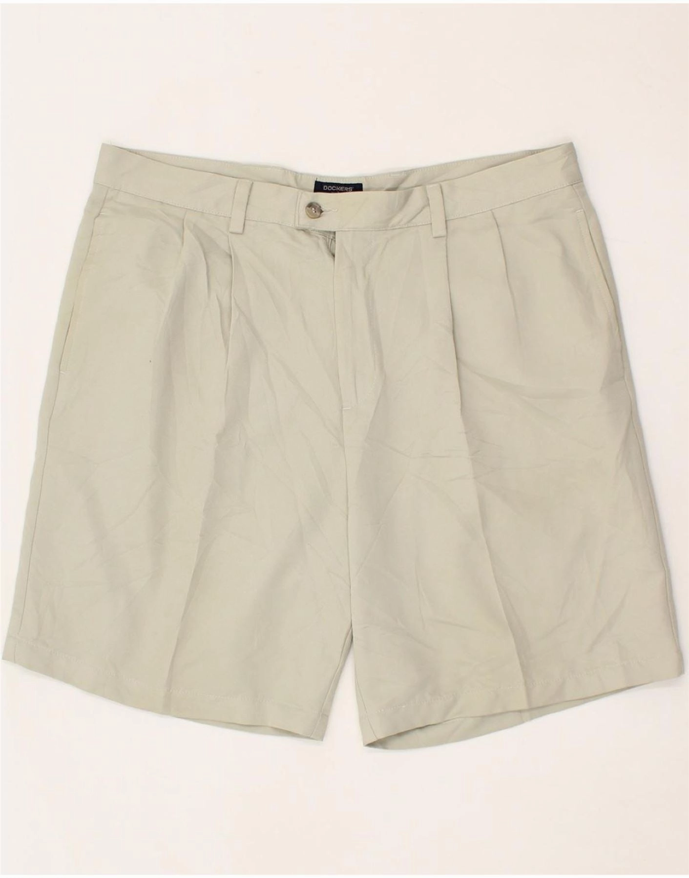DOCKERS Mens Pegged Chino Shorts W36 Large Off White Polyester Odor Lock Technology Daily Layer