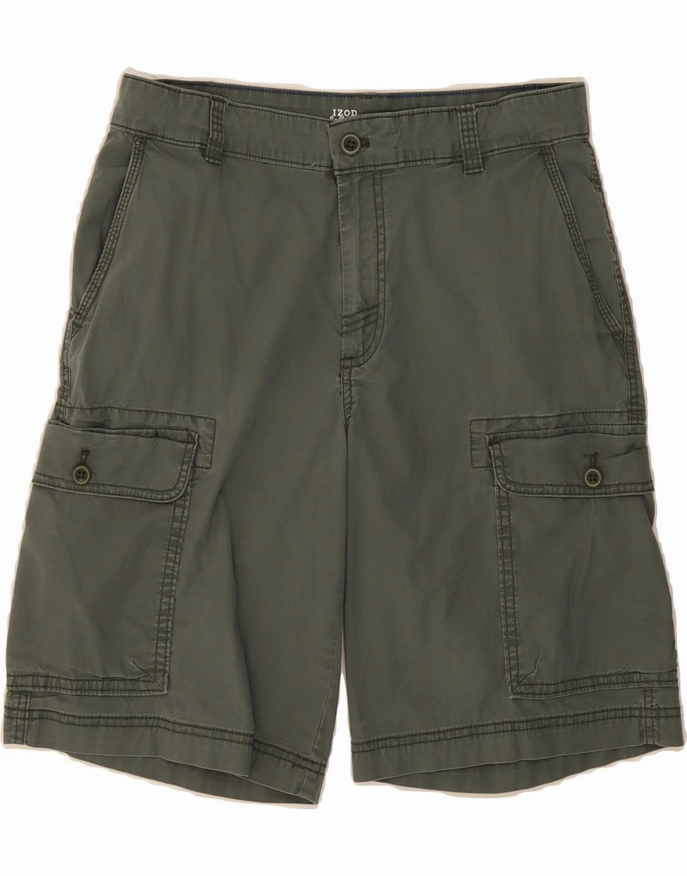 IZOD Mens Cargo Shorts W30 Medium Green Comfortable Cut Multi Pocket Design