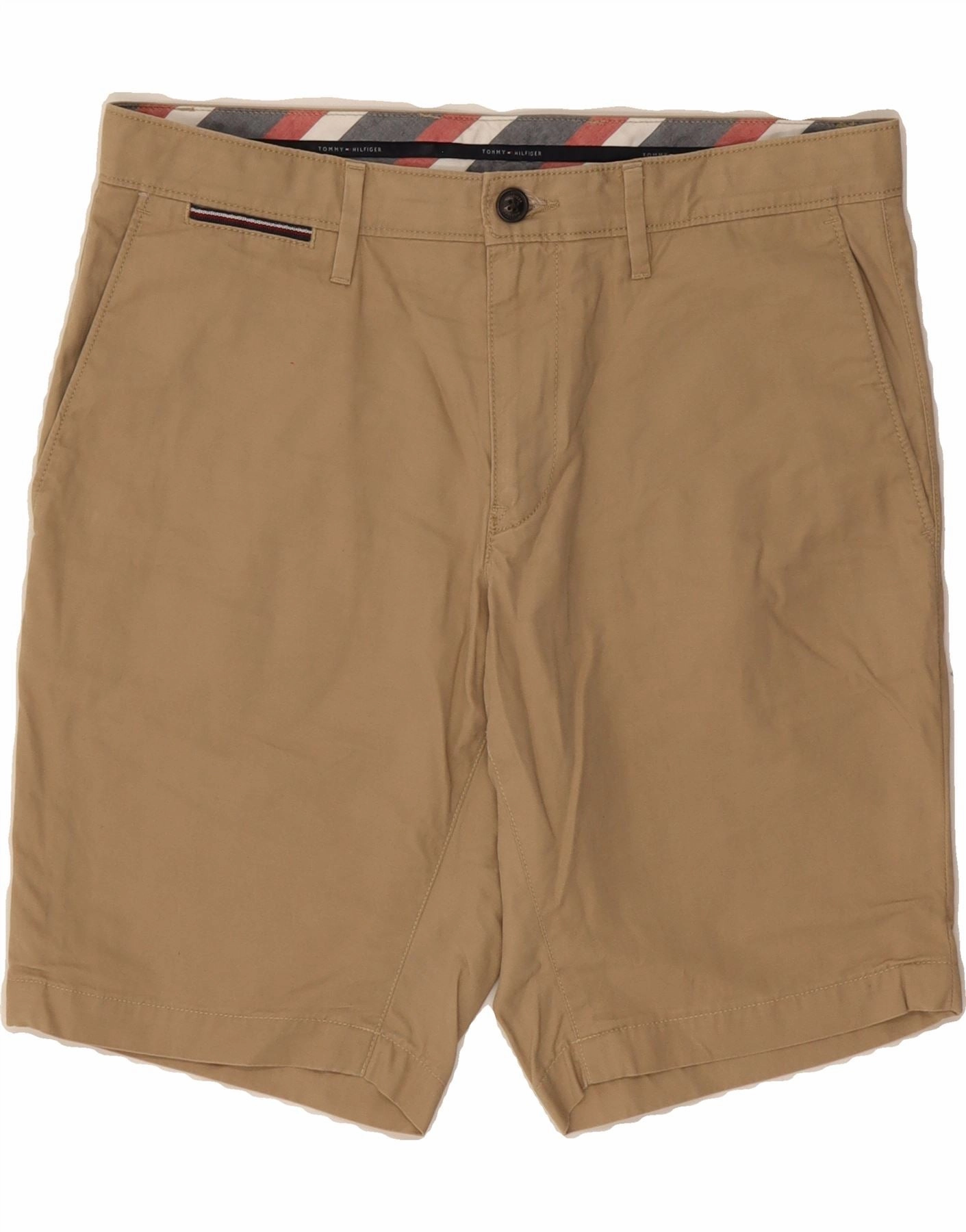 UPF Protection Simple Cut TOMMY HILFIGER Mens Chino Shorts W32 Medium Beige Cotton