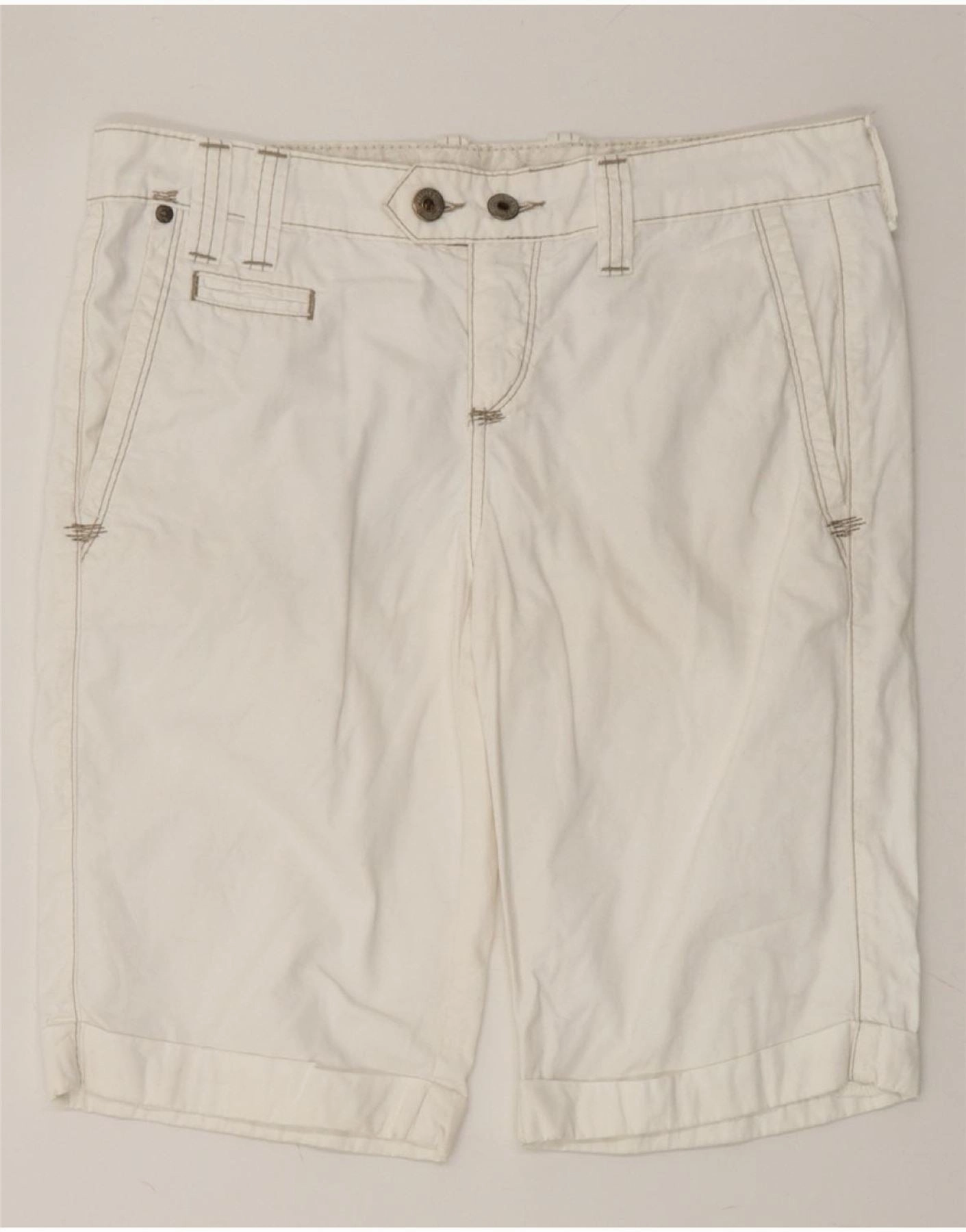 MUSTANG Mens Chino Shorts W32 Large White Cotton Quick Absorption