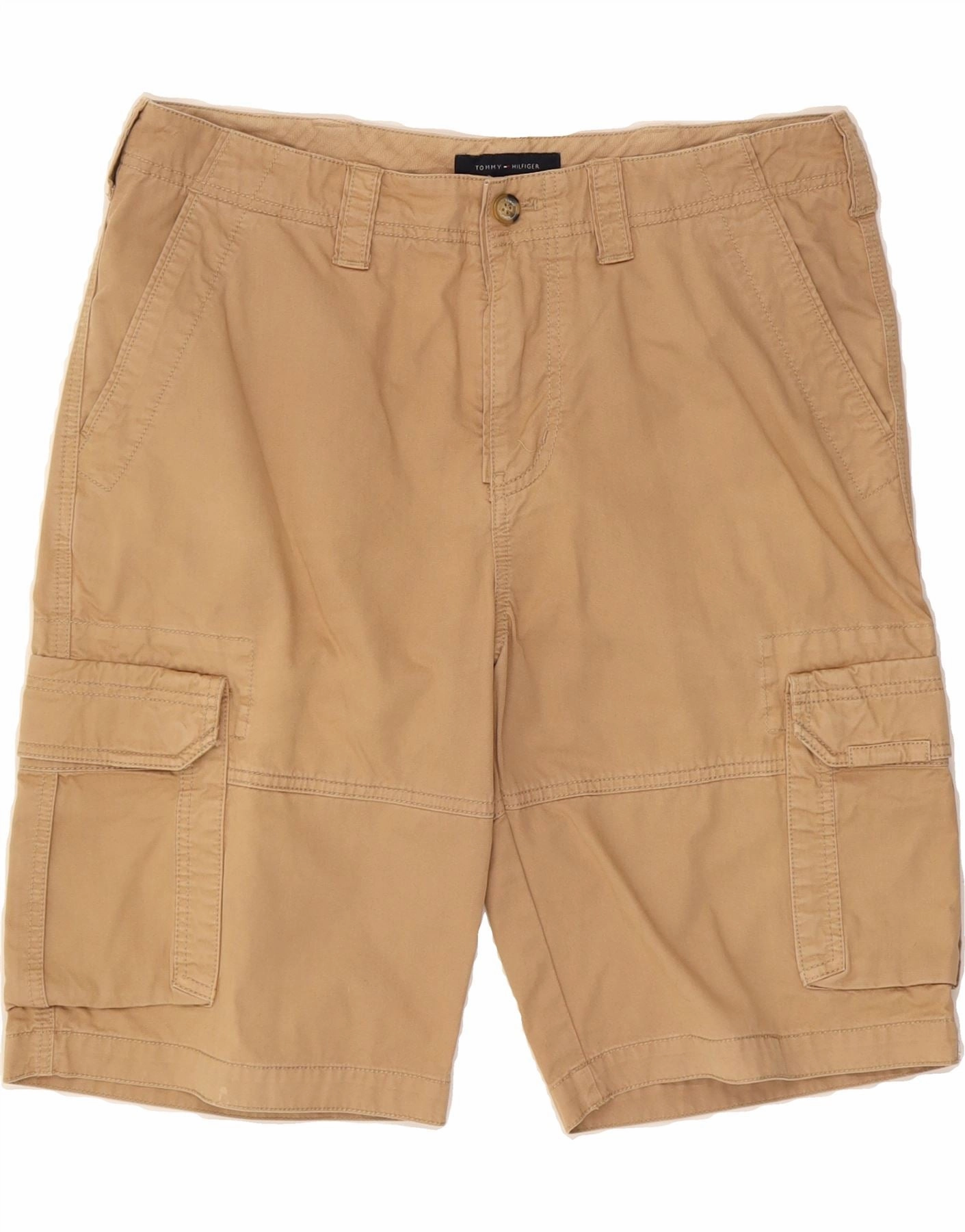 TOMMY HILFIGER Mens Cargo Shorts W33 Medium Beige Cotton Abrasion Resistant Surface