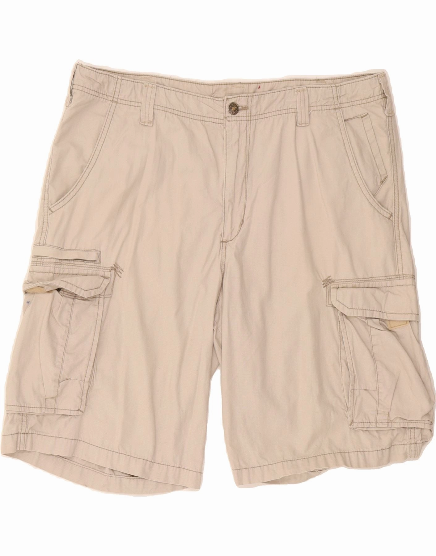 Relaxed Waistband Unique Pattern LEE Mens Cargo Shorts W38 XL Beige Cotton