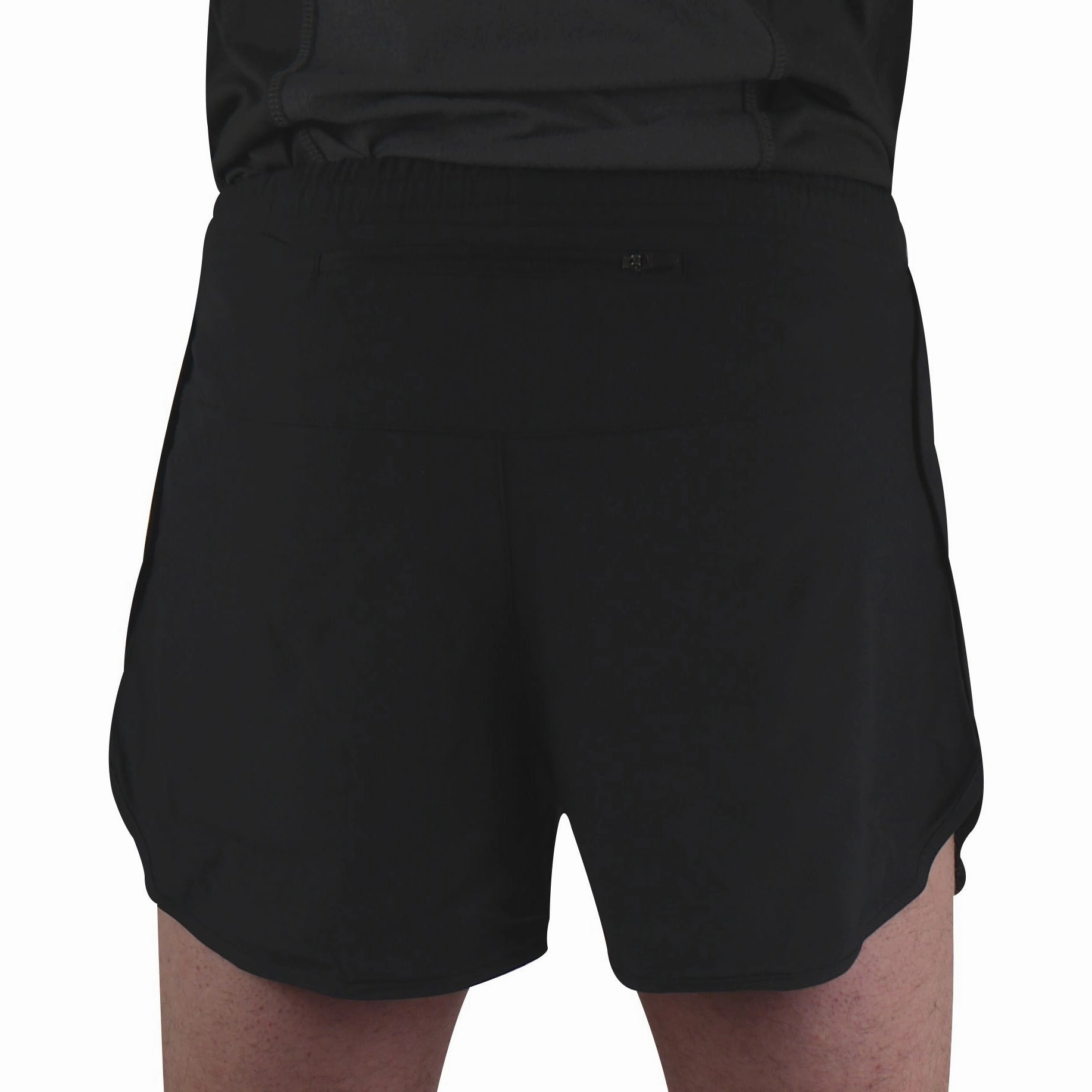 More Mile Racer Split Mens Running Shorts - Black Sleek Shape