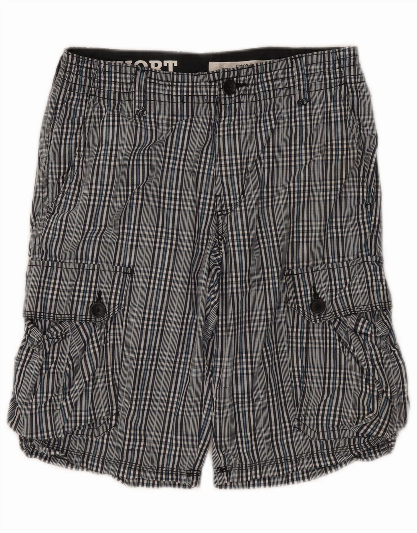 soccer uniform Comfy Shape DKNY Mens Cargo Shorts W30 Medium Blue Check Cotton