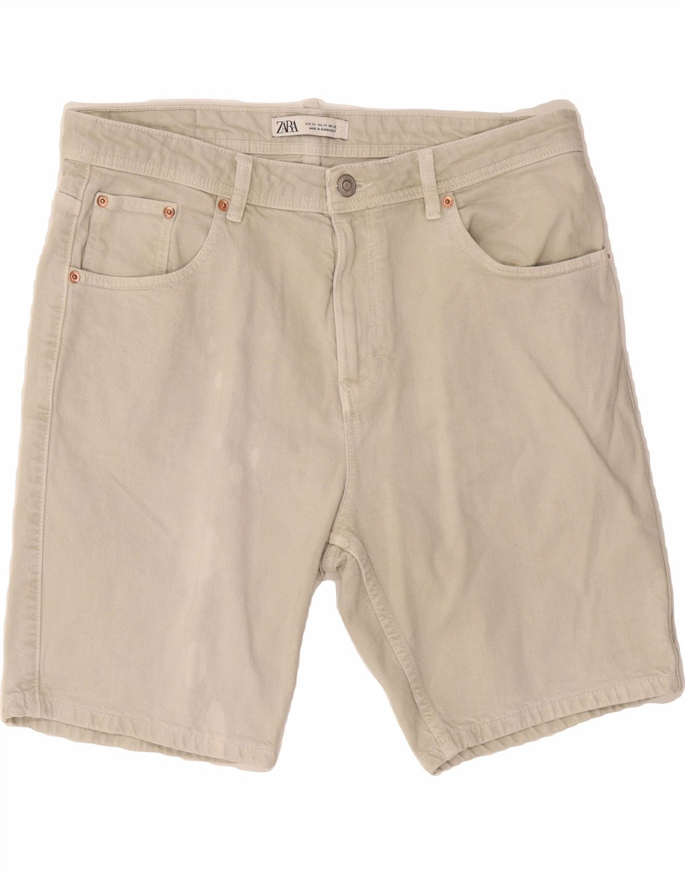 Biodegradable Material Option Easy Fit Wear ZARA Mens Denim Shorts EU 44 Large W34  Beige Cotton