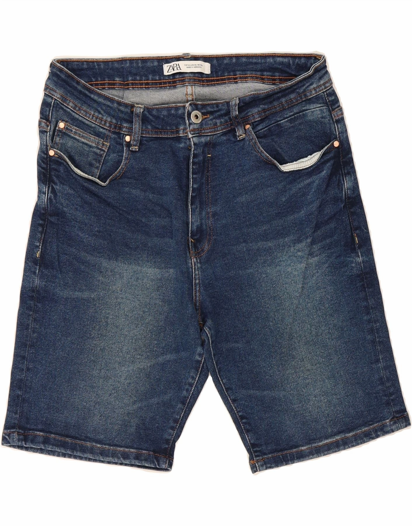 MultiPocket Design ZARA Mens Denim Shorts EU 44 Large W34  Navy Blue Cotton