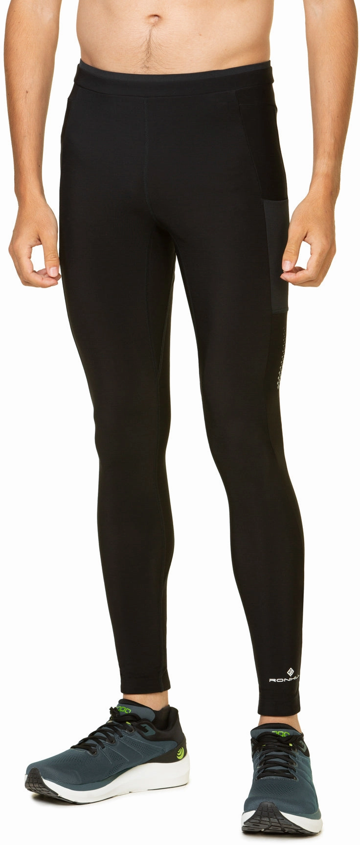 Ronhill Tech Winter Mens Long Running Tights - Black Double Layer Budget Friendly