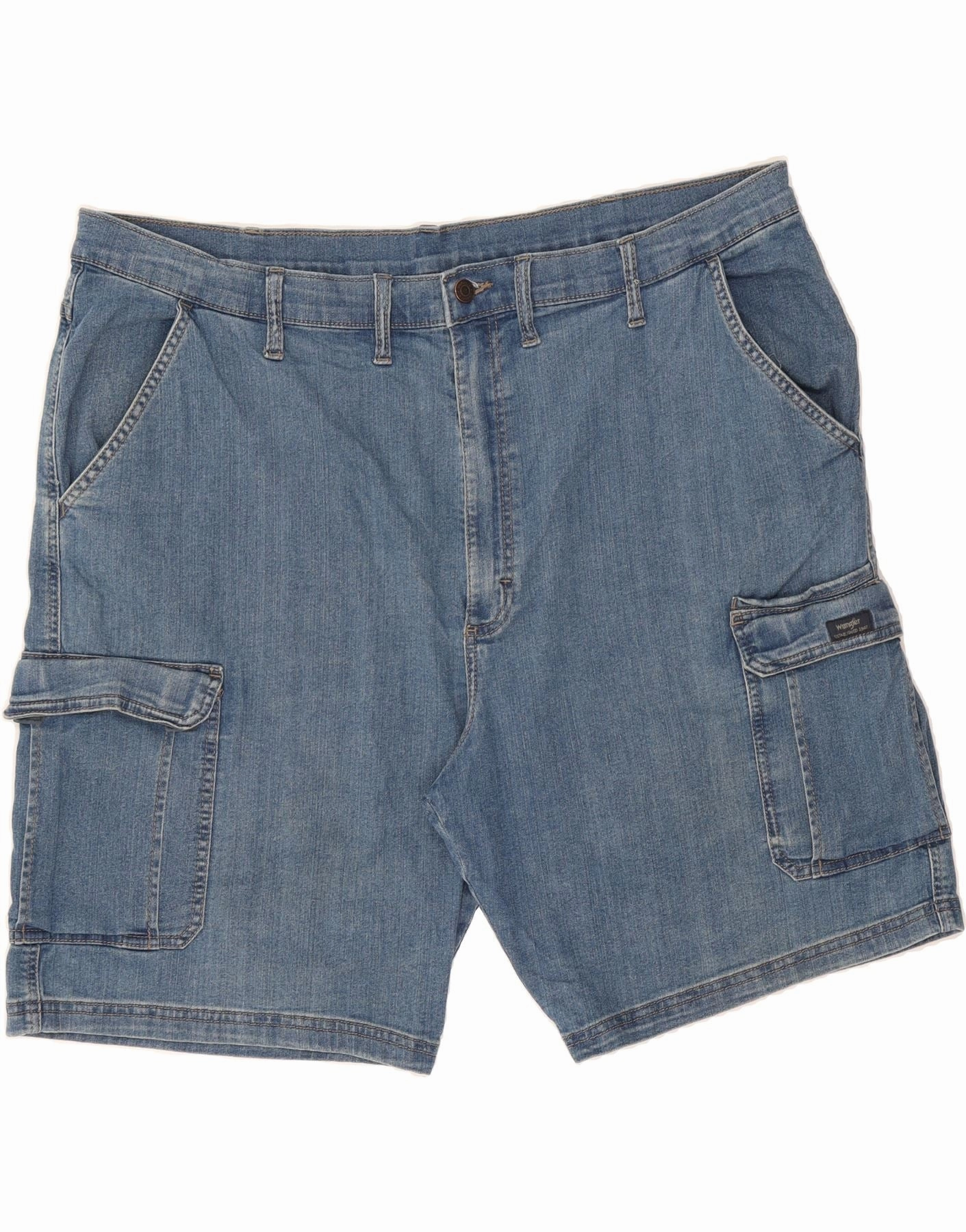 Chic Design VINTAGE Mens Cargo Denim Shorts W44 2XL Blue Cotton
